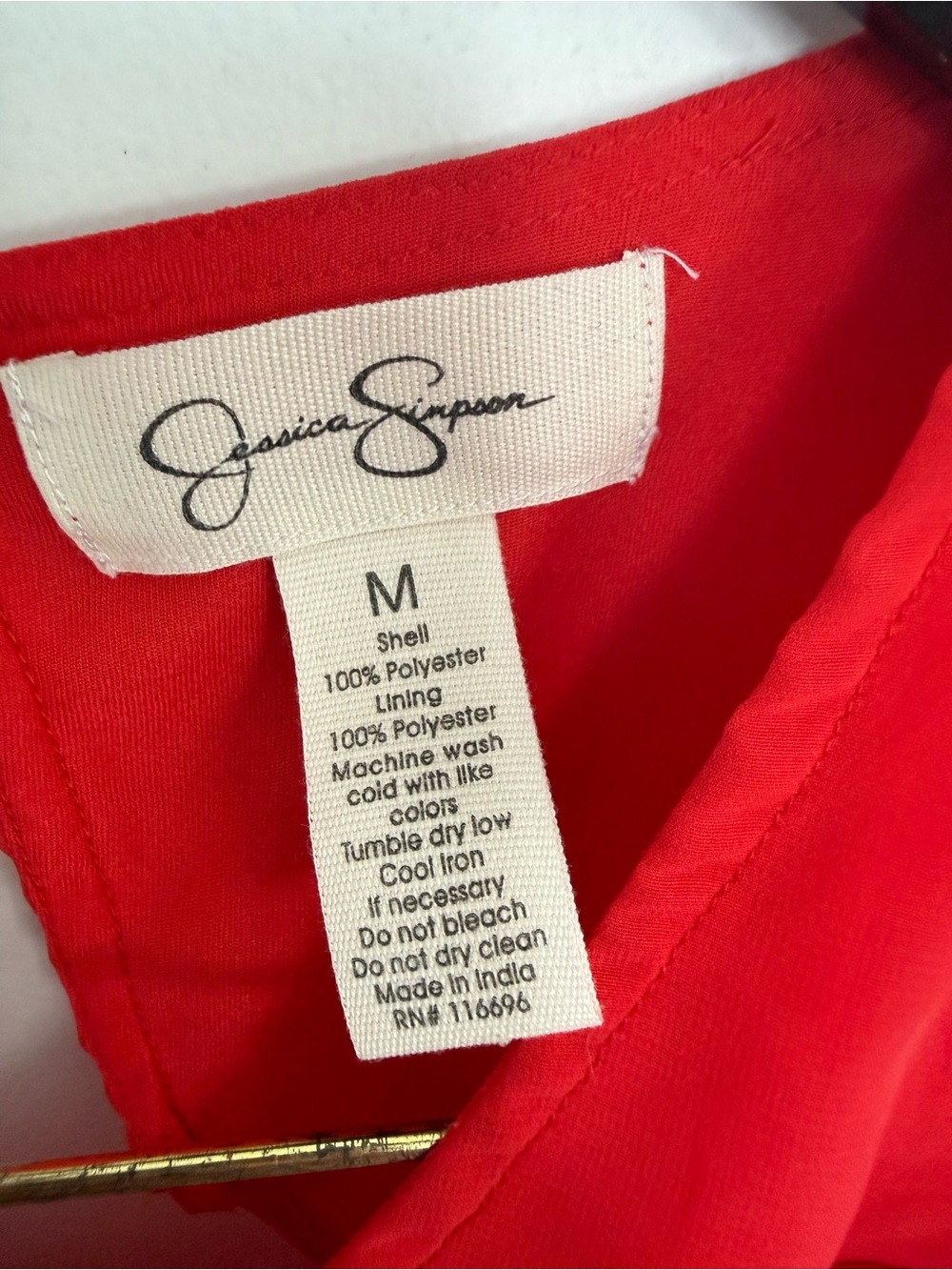Jessica Simpson Reddish Coral Pleated Long-Sleeve Tie-Waist Mini Dress - Picture 3 of 3